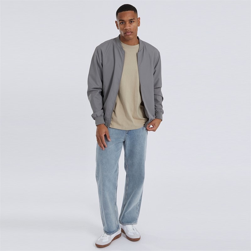 Brave Soul Mens Sanjay Bomber Jacket Light Grey - Image 4