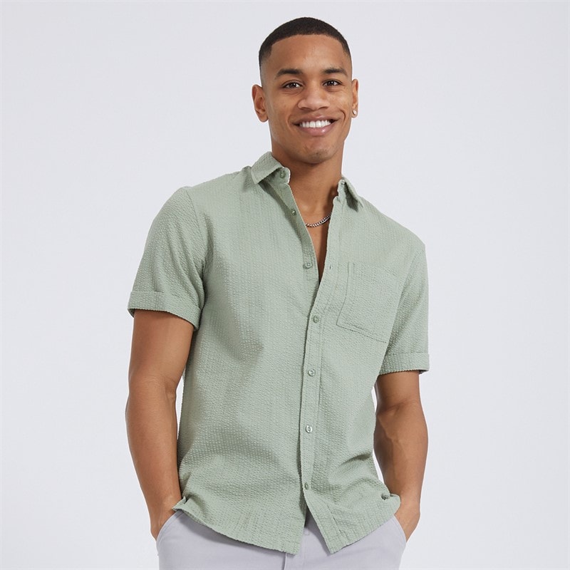 Brave Soul Mens Gilles Short Sleeve Shirt Mint