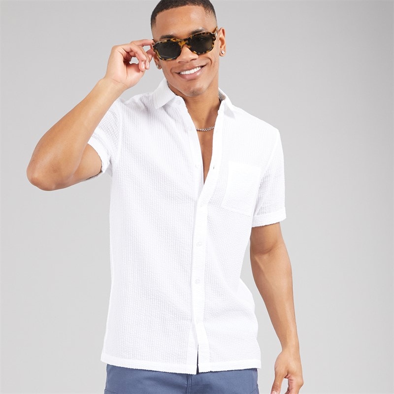 Brave Soul Mens Gilles Short Sleeve Shirt White