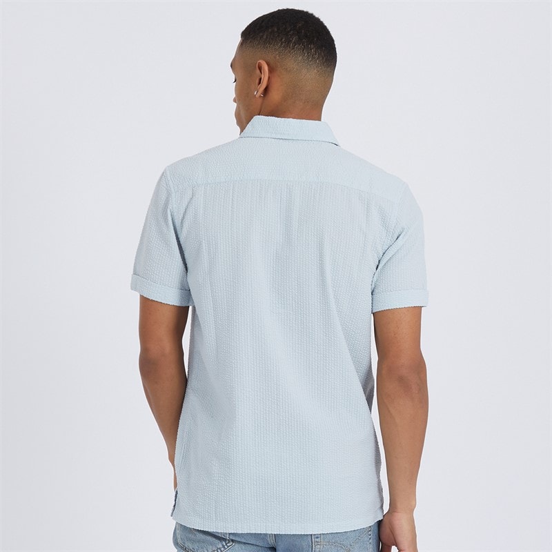 Brave Soul Mens Gilles Short Sleeve Shirt Baby Blue - Image 2