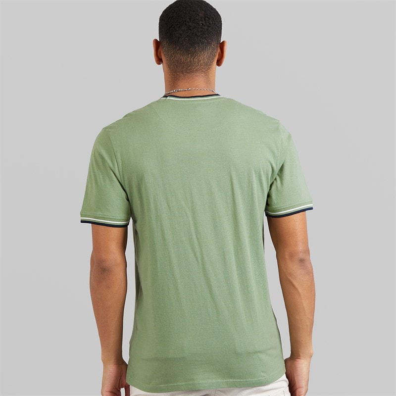 Brave Soul Mens Federerf T-Shirt Mint Green/Rich Navy/Optic White - Image 2