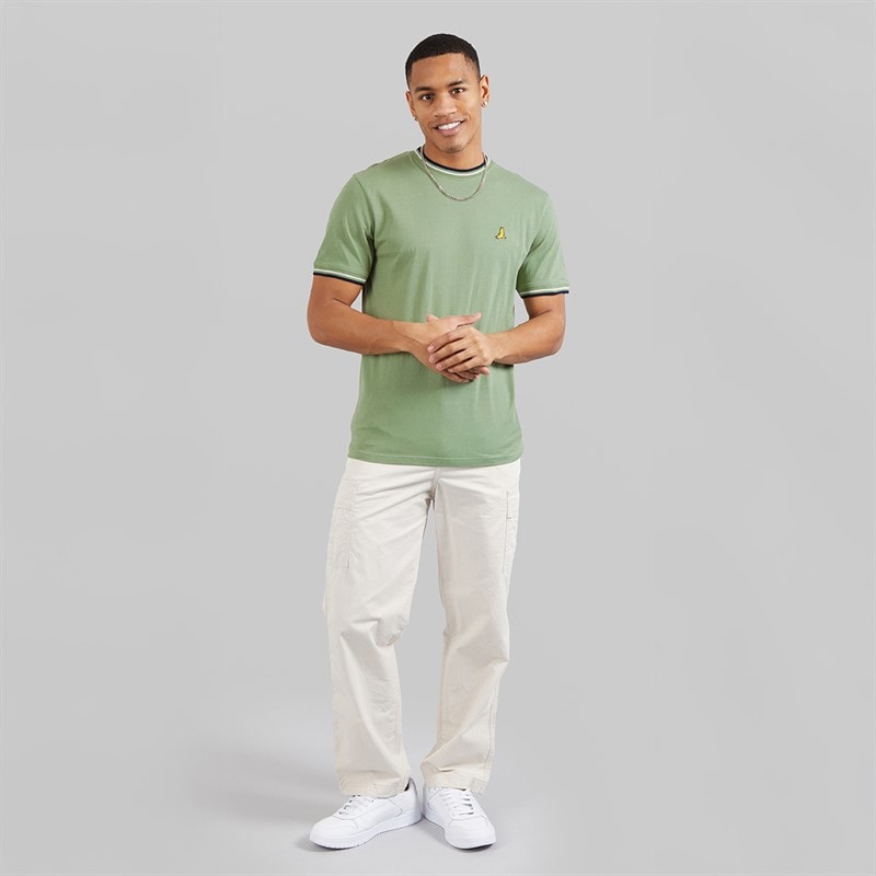 Brave Soul Mens Federerf T-Shirt Mint Green/Rich Navy/Optic White - Image 3