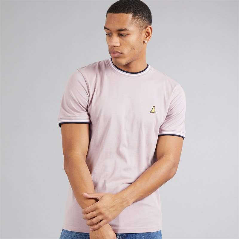 Brave Soul Mens Federerf T-Shirt Lavender/Rich Navy/Optic White