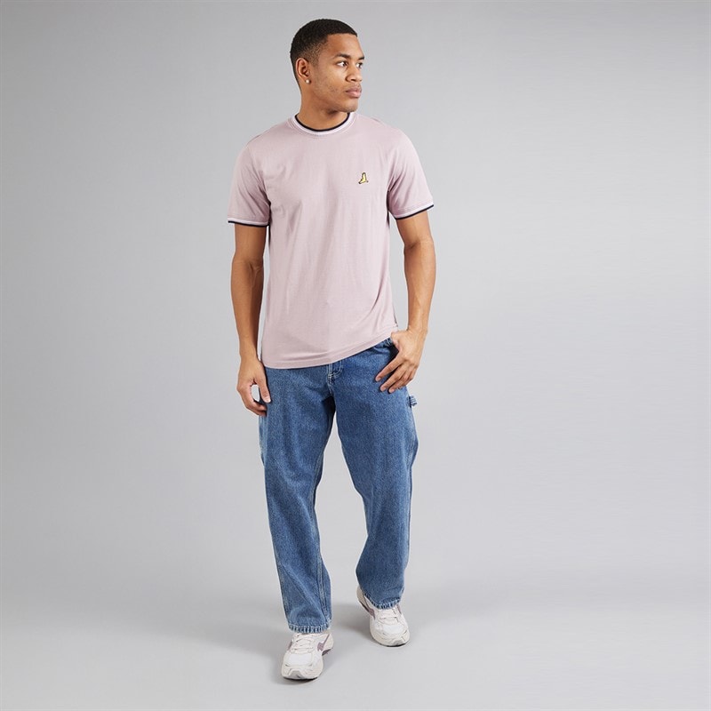 Brave Soul Mens Federerf T-Shirt Lavender/Rich Navy/Optic White - Image 4