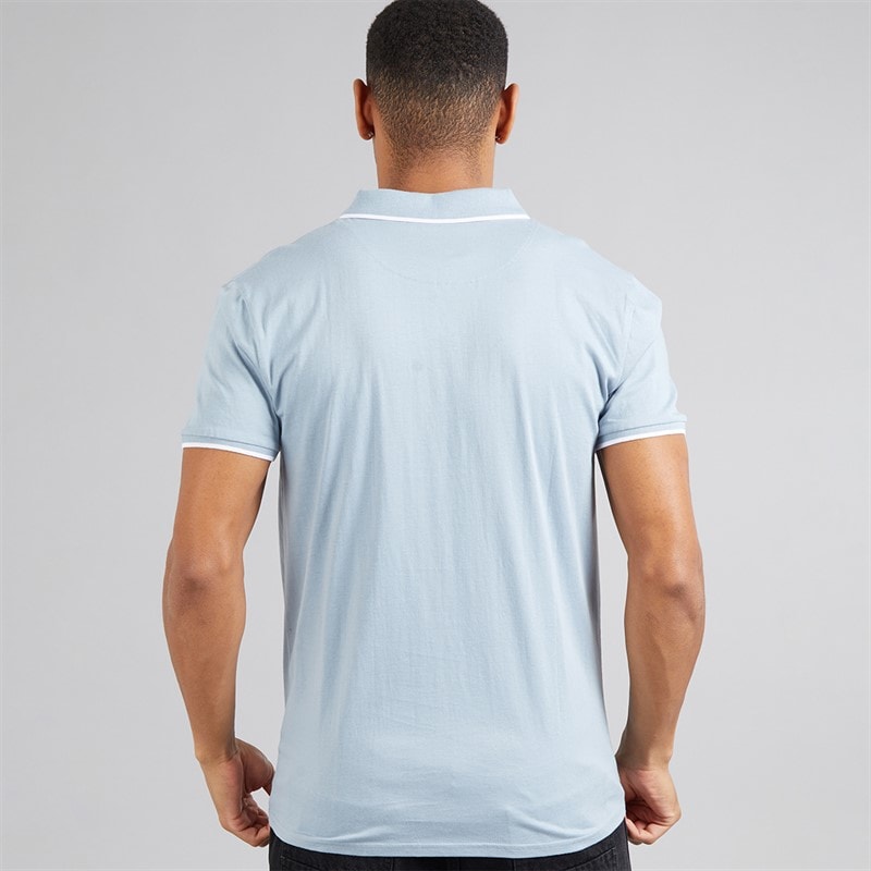 Brave Soul Mens Ferrat Polo Shirt Steel Blue/Optic White - Image 2
