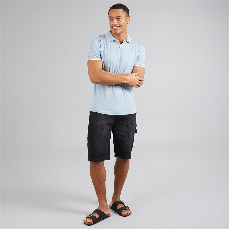 Brave Soul Mens Ferrat Polo Shirt Steel Blue/Optic White - Image 3