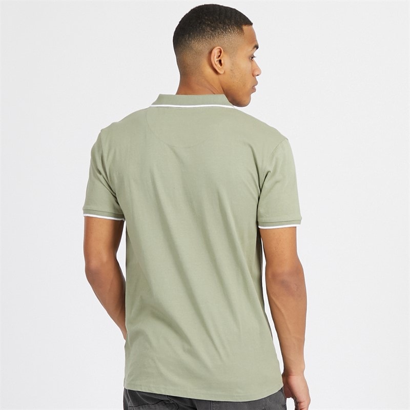 Brave Soul Mens Ferrat Polo Washed Sage/Optic White - Image 2