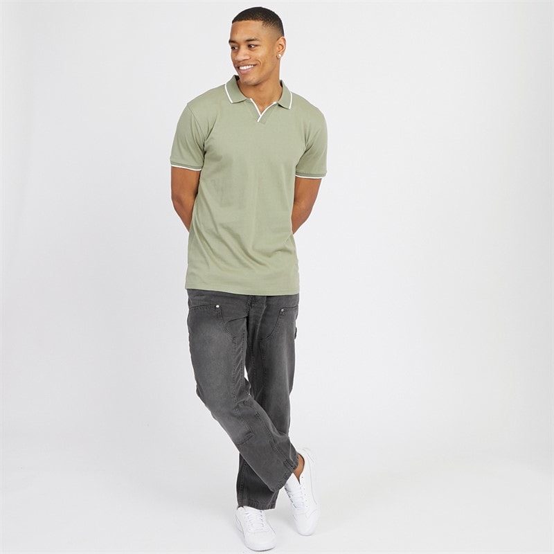 Brave Soul Mens Ferrat Polo Washed Sage/Optic White - Image 3