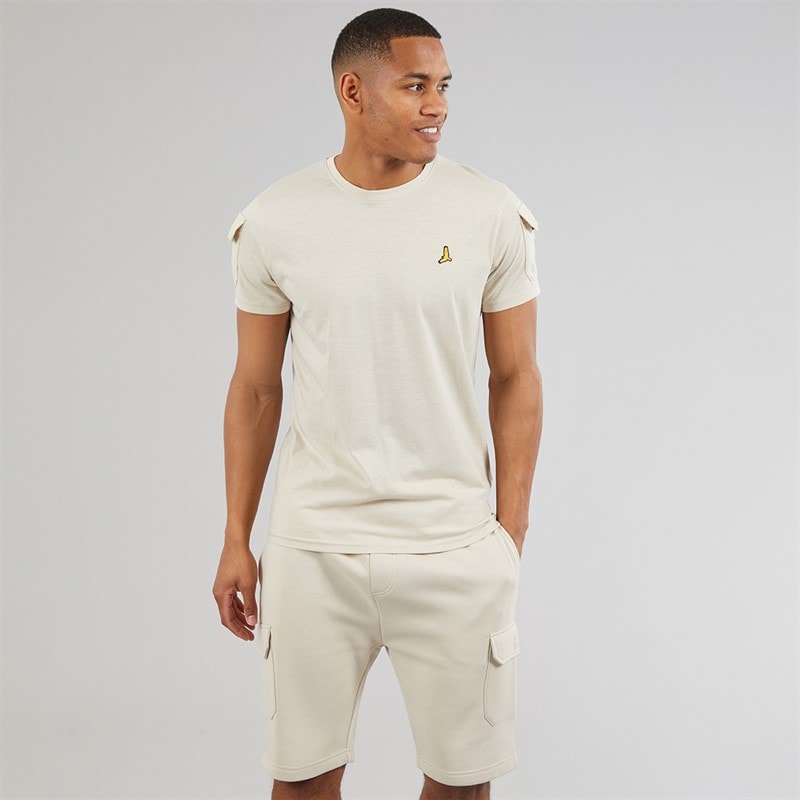 Brave Soul Mens Linus T-Shirt And Shorts Set Plaster - Image 1
