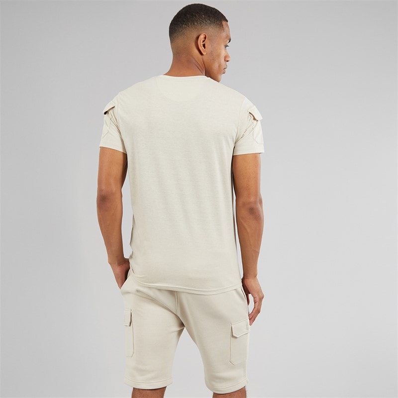 Brave Soul Mens Linus T-Shirt And Shorts Set Plaster - Image 2