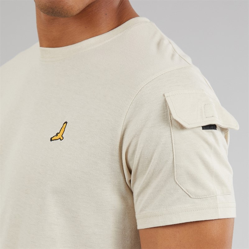 Brave Soul Mens Linus T-Shirt And Shorts Set Plaster - Image 3