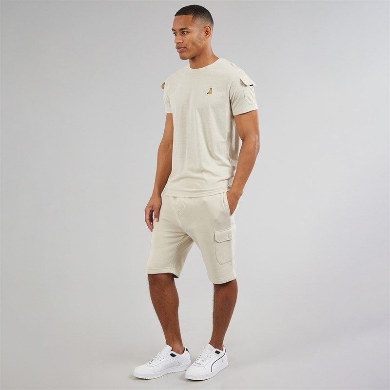 Brave Soul Mens Linus T-Shirt And Shorts Set Plaster - Image 4