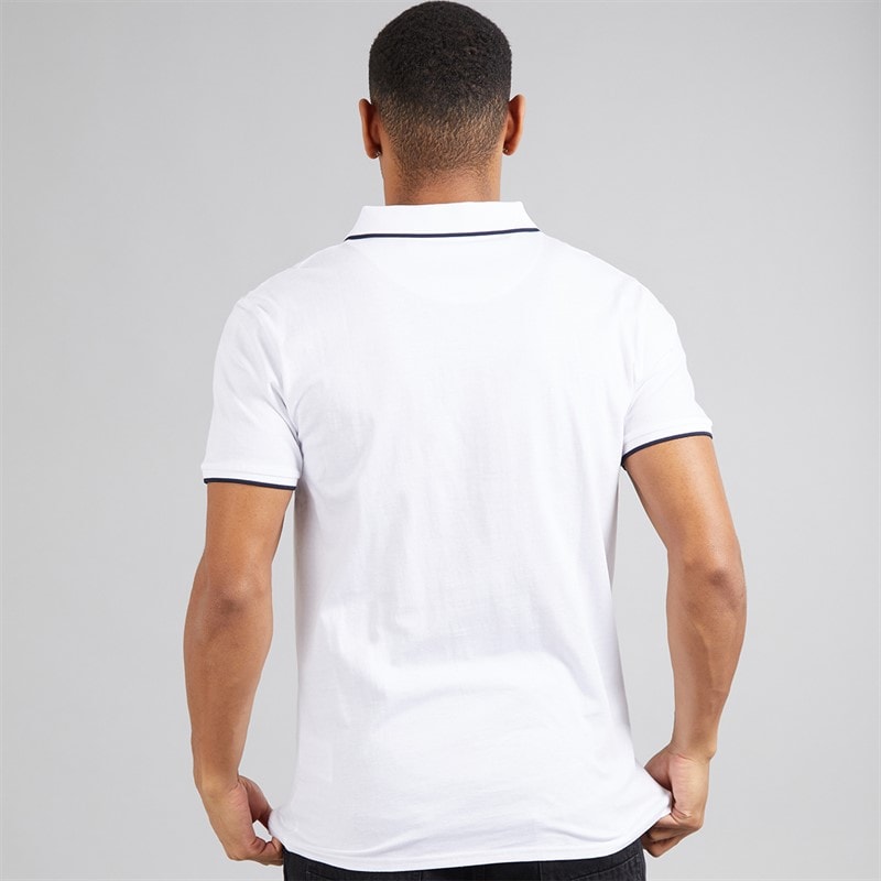 Brave Soul Mens Ferrat Polo Shirt Optic White/Navy - Image 2