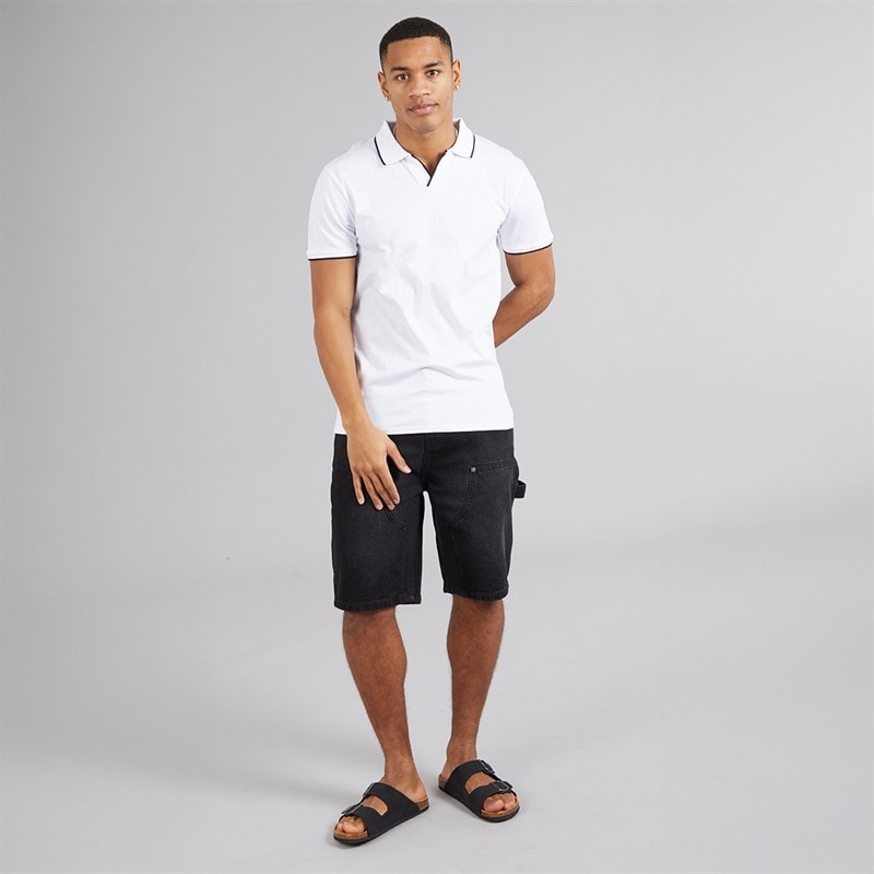 Brave Soul Mens Ferrat Polo Shirt Optic White/Navy - Image 3