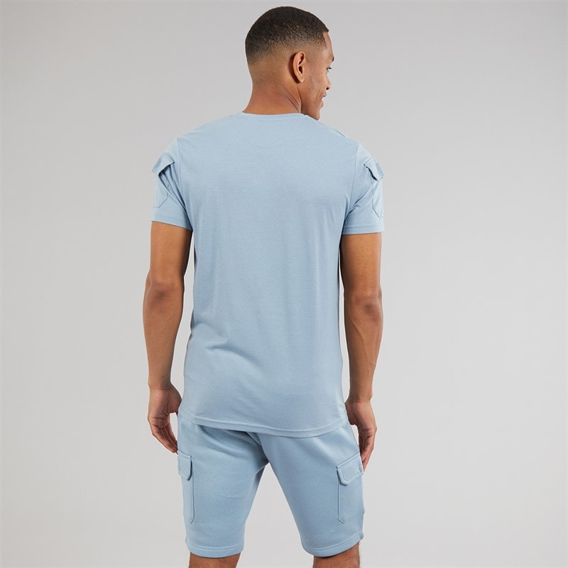 Brave Soul Mens Linus T-Shirt And Shorts Set Set Steel Blue - Image 2