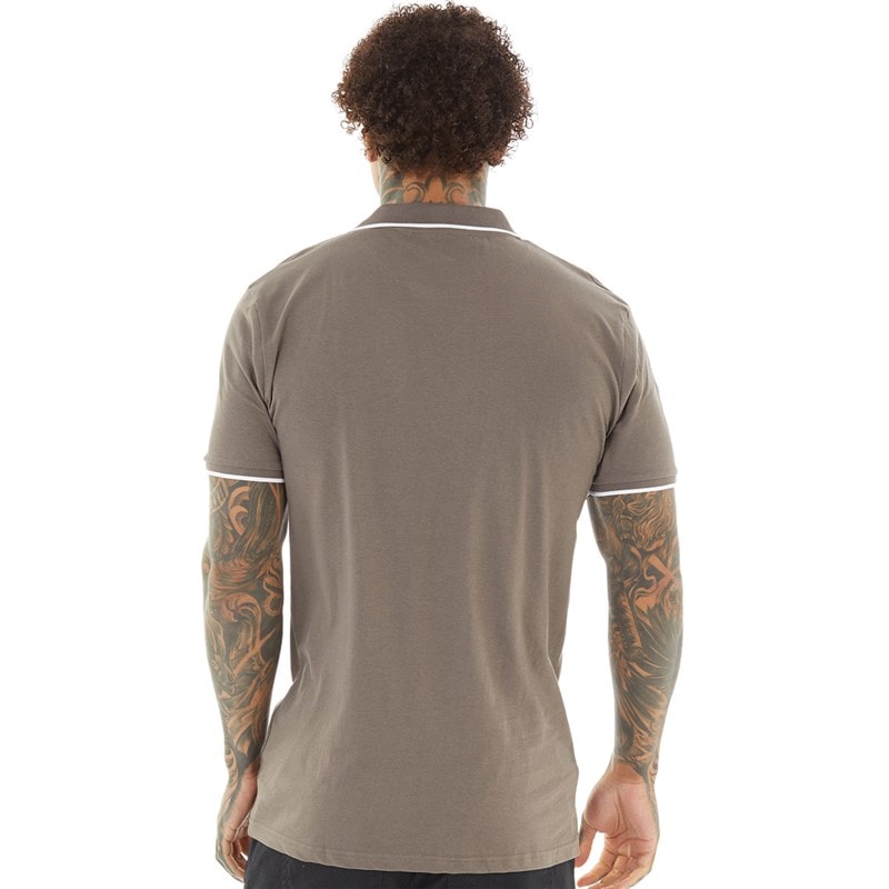 Brave Soul Mens Ferrat Polo Taupe/Optic White - Image 2