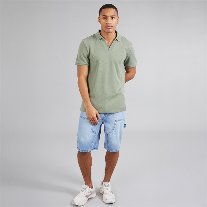 Brave Soul Mens Cadby Polo Shirt Washed Sage/Cream - Image 4
