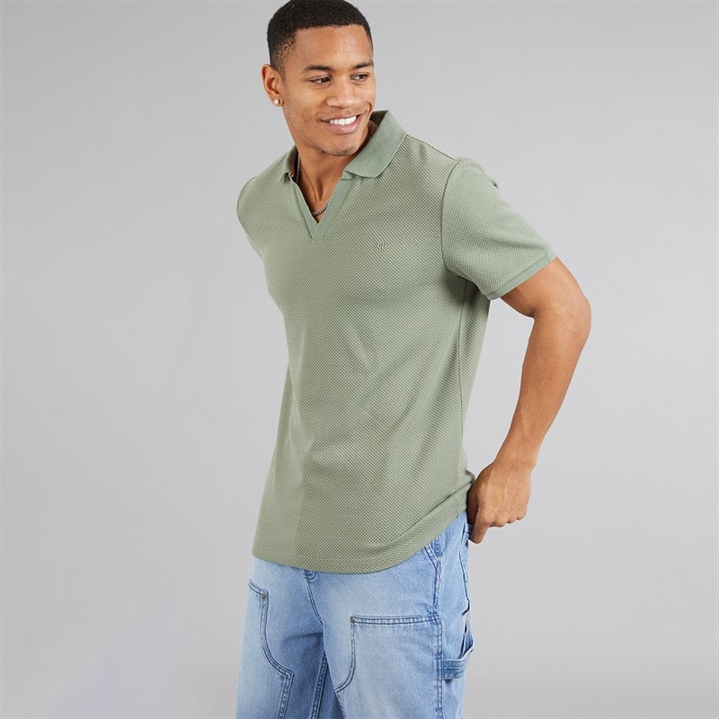 Brave Soul Mens Cadby Polo Shirt Washed Sage/Cream - Image 5
