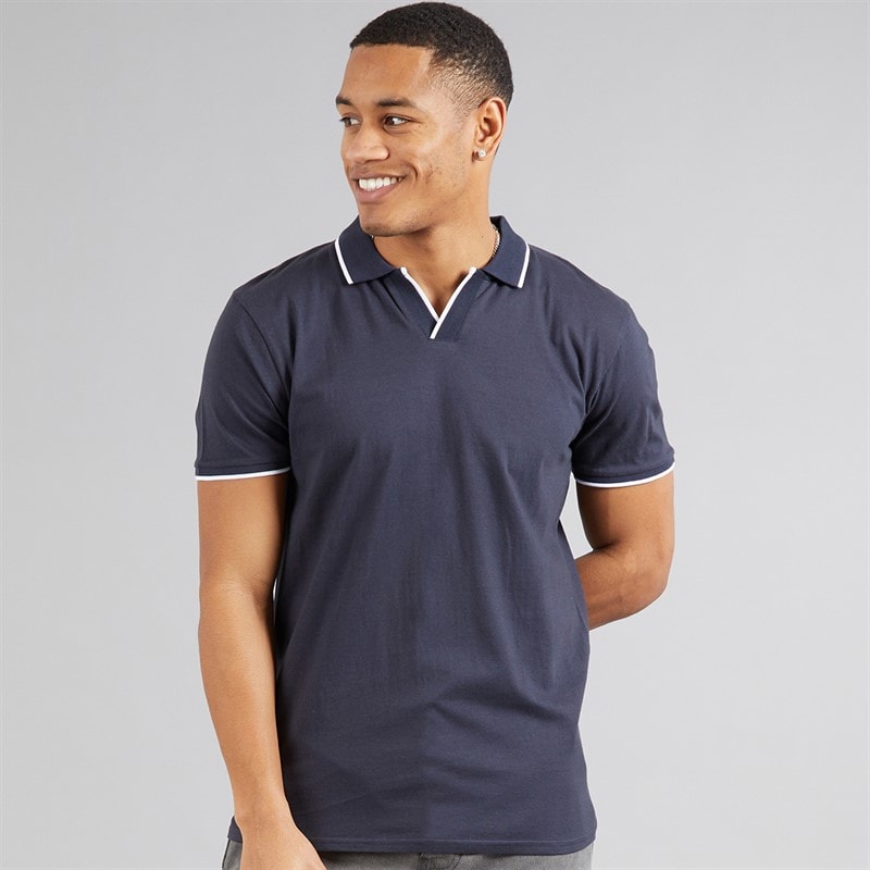 Brave Soul Mens Ferrat Polo Shirt Navy/Optic White - Image 1