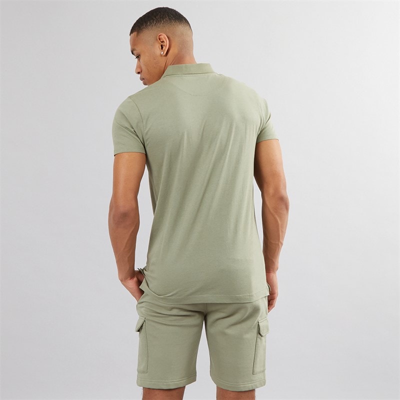 Brave Soul Mens Hubble Polo Shirt and Shorts Set Washed Sage - Image 2