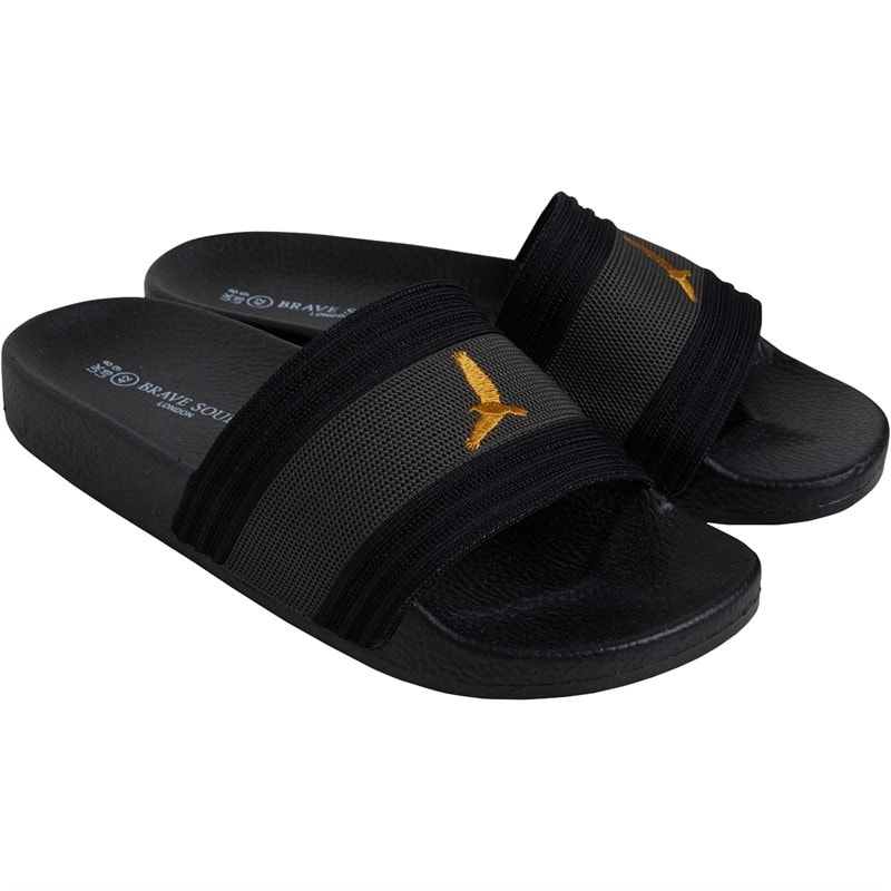 Brave Soul Mens Theo Eagle Slides Black/Grey - Image 1