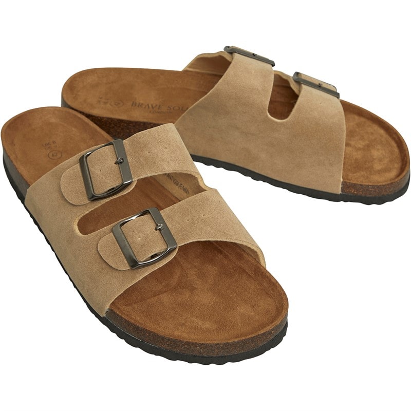 Brave Soul Mens Anthony Double Buckle Sandals Desert Taupe - Image 1