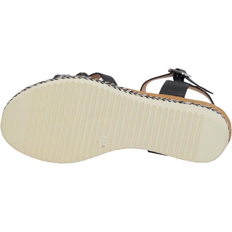 Brave Soul Womens Wedge Sandals Black/Silver Metallic - Image 3