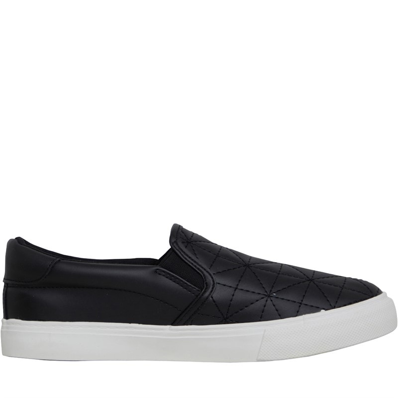 Brave Soul Womens Quilted Slip On Trainers Black/White - Image 5