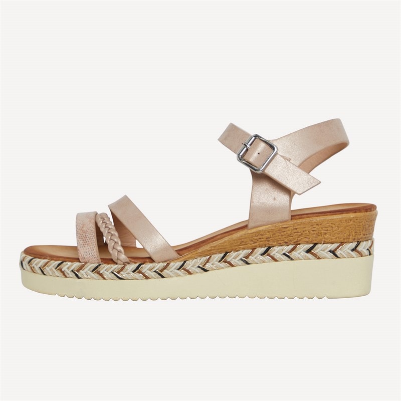 Brave Soul Womens Wedge Sandals Rose Gold Metallic - Image 2