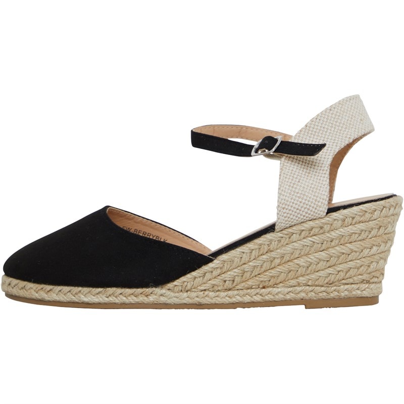 Brave Soul Womens Berry Wedge Espadrille Sandals Black - Image 2
