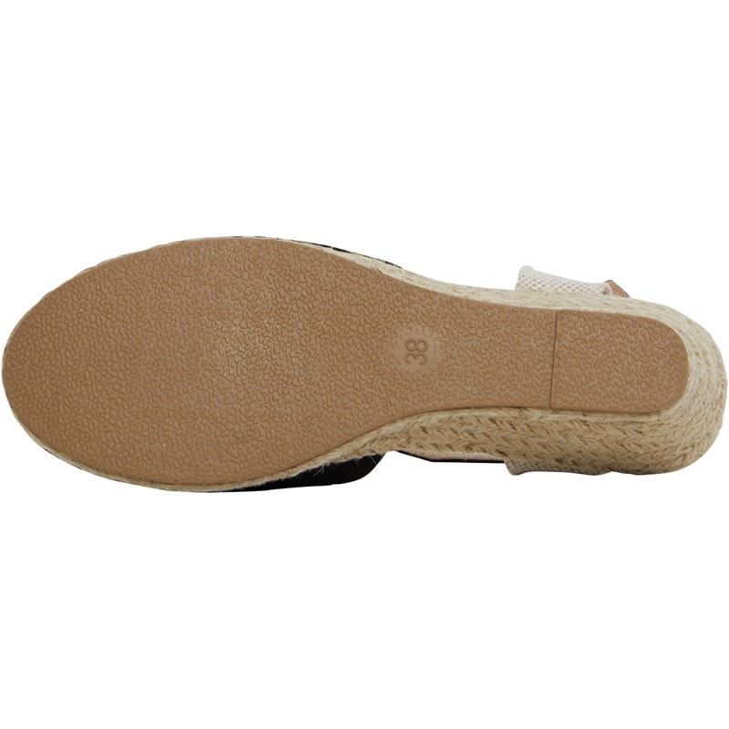 Brave Soul Womens Berry Wedge Espadrille Sandals Black - Image 3