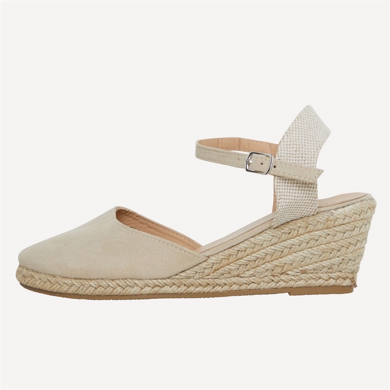 Brave Soul Womens Berry Wedge Espadrille Sandals Beige - Image 2