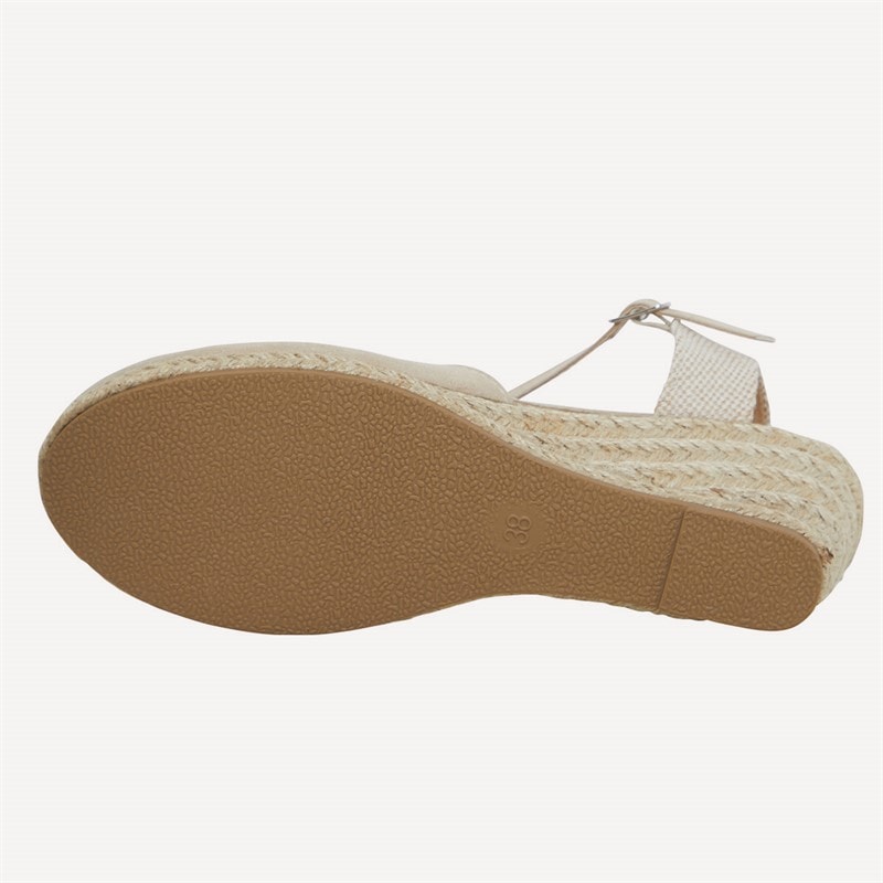 Brave Soul Womens Berry Wedge Espadrille Sandals Beige - Image 3