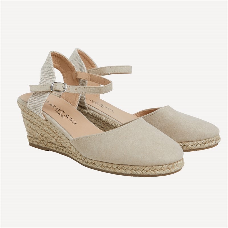 Brave Soul Womens Berry Wedge Espadrille Sandals Beige - Image 5