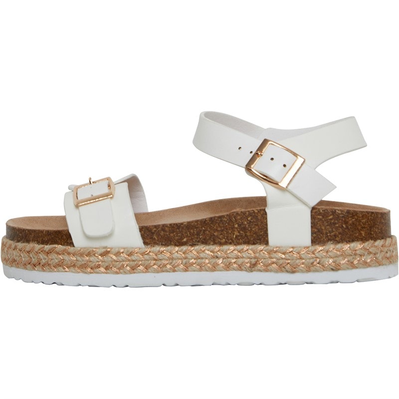 Brave Soul Womens Pantha Ankle Strap Platform Sandals White - Image 2