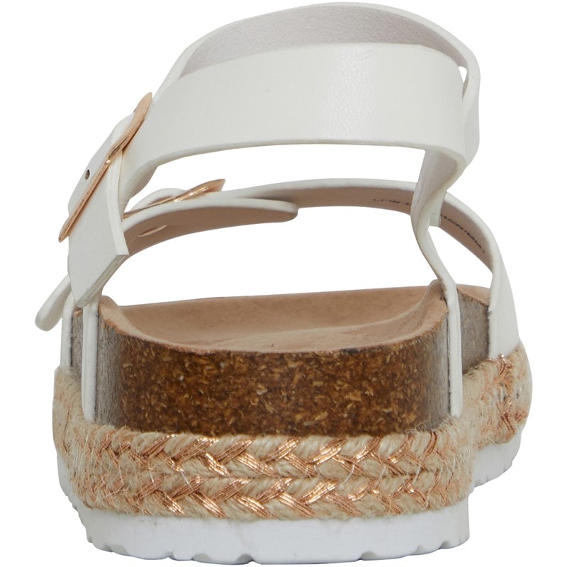 Brave Soul Womens Pantha Ankle Strap Platform Sandals White - Image 4
