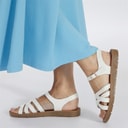 Brave Soul Womens Aria Ankle Strap Flat Sandals White
