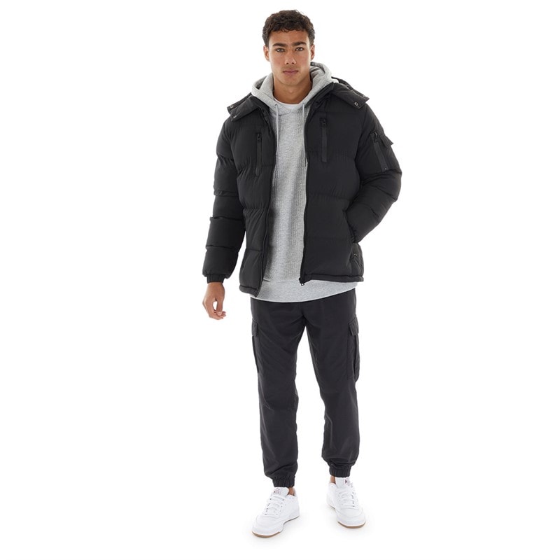 Brave Soul Mens Brockhall Puffer Jacket Black - Image 3