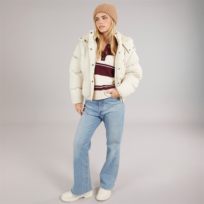 Brave Soul Womens Bunny Short Puffer Jacket Cream - Image 4