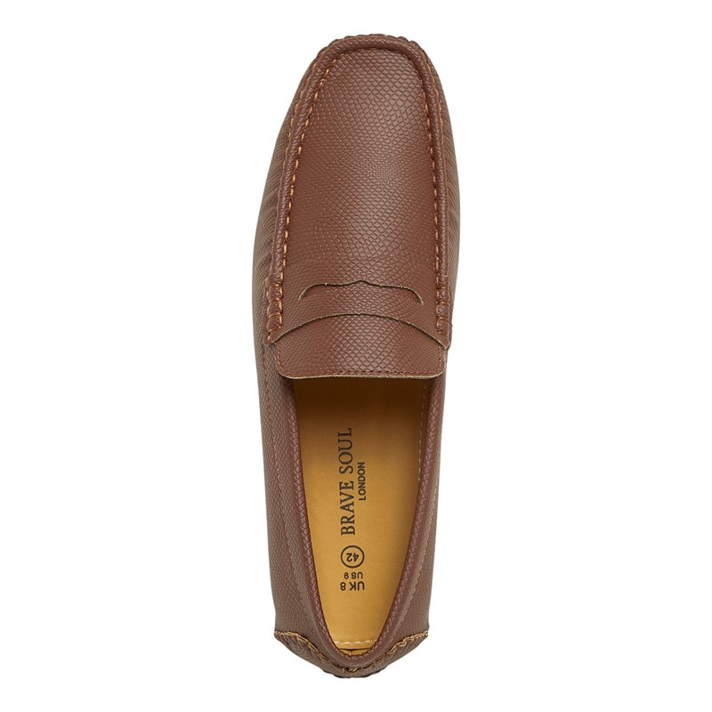 Brave Soul Mens Webster Loafers Dark Tan - Image 4