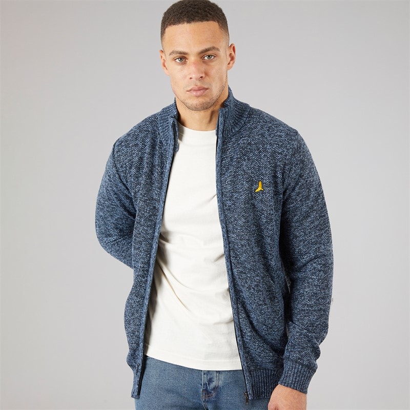 Brave Soul Mens Damir Zip Up Jumper Navy - Image 1