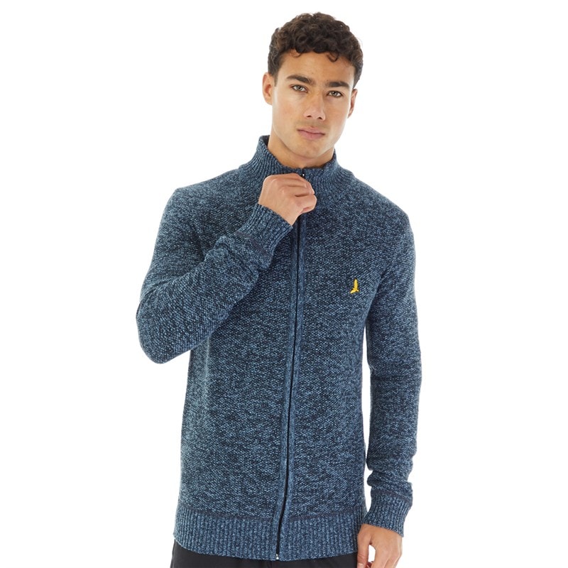 Brave Soul Mens Damir Zip Up Jumper Navy - Image 3