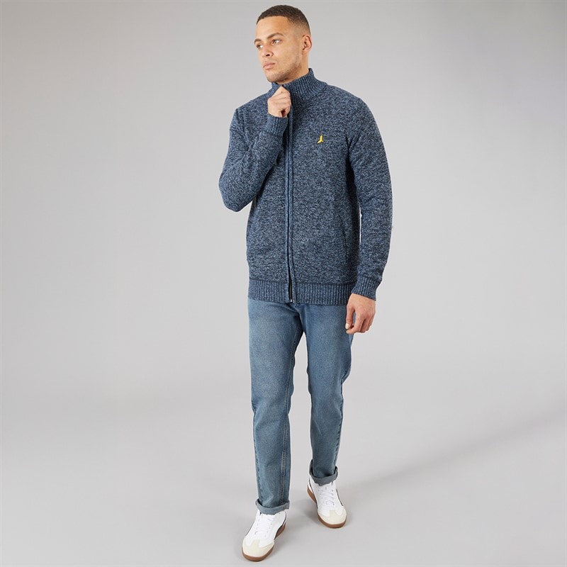Brave Soul Mens Damir Zip Up Jumper Navy - Image 4
