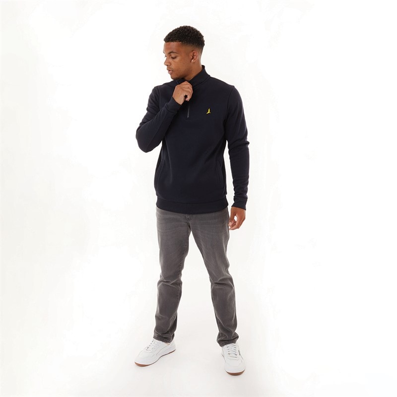 Brave Soul Mens Idaho Funnel Neck Jumper Navy - Image 3
