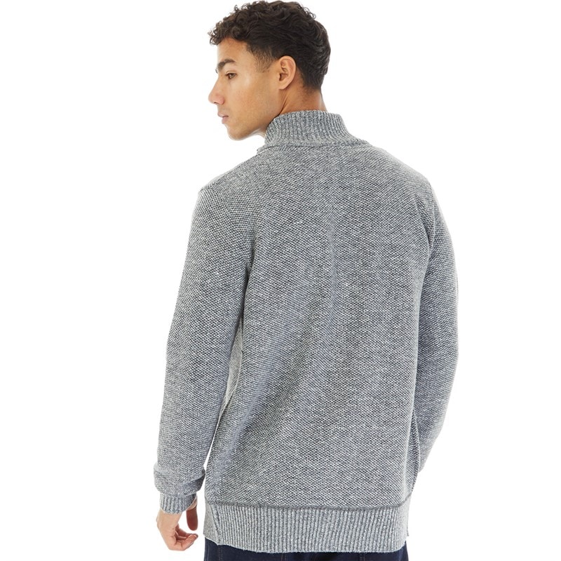 Brave Soul Mens Damir Zip Up Jumper Grey Marl - Image 2
