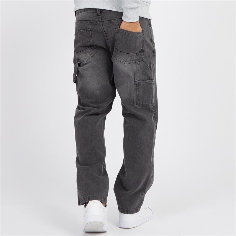 Brave Soul Mens Joiner Carpenter Loose Fit Jeans Grey Wash - Image 2
