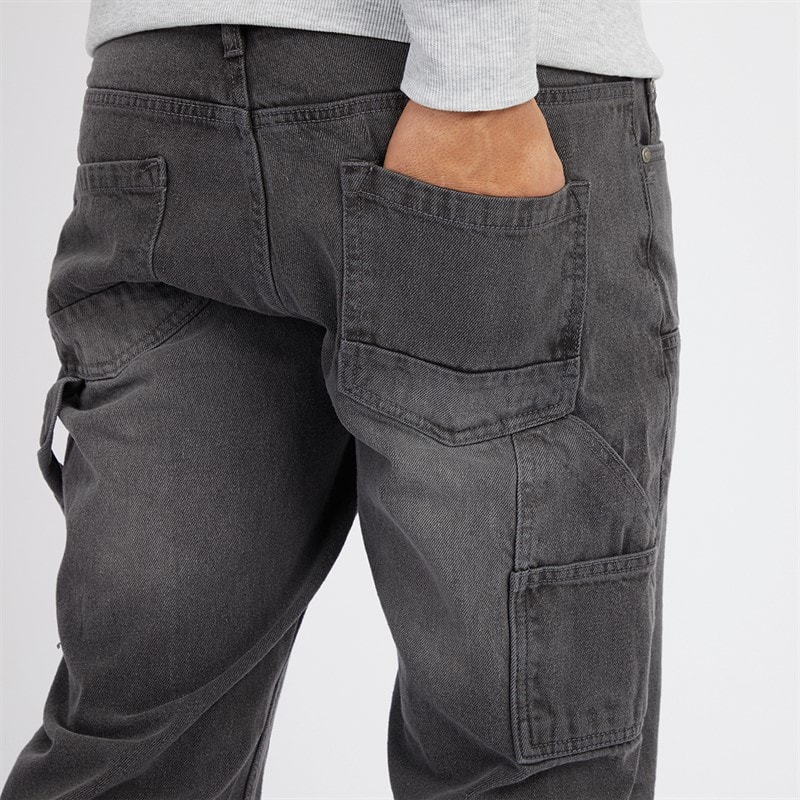Brave Soul Mens Joiner Carpenter Loose Fit Jeans Grey Wash - Image 3