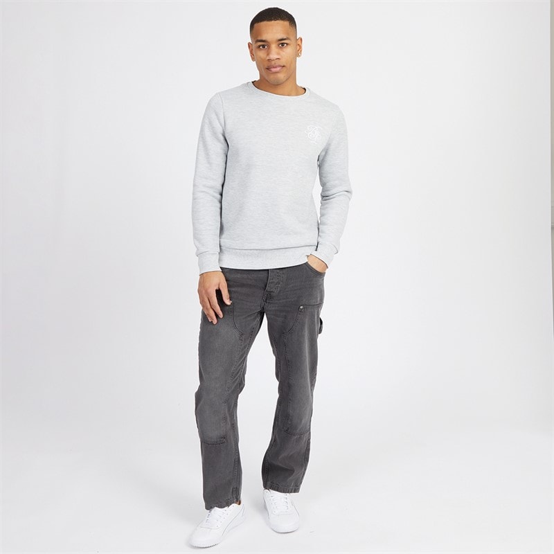 Brave Soul Mens Joiner Carpenter Loose Fit Jeans Grey Wash - Image 4
