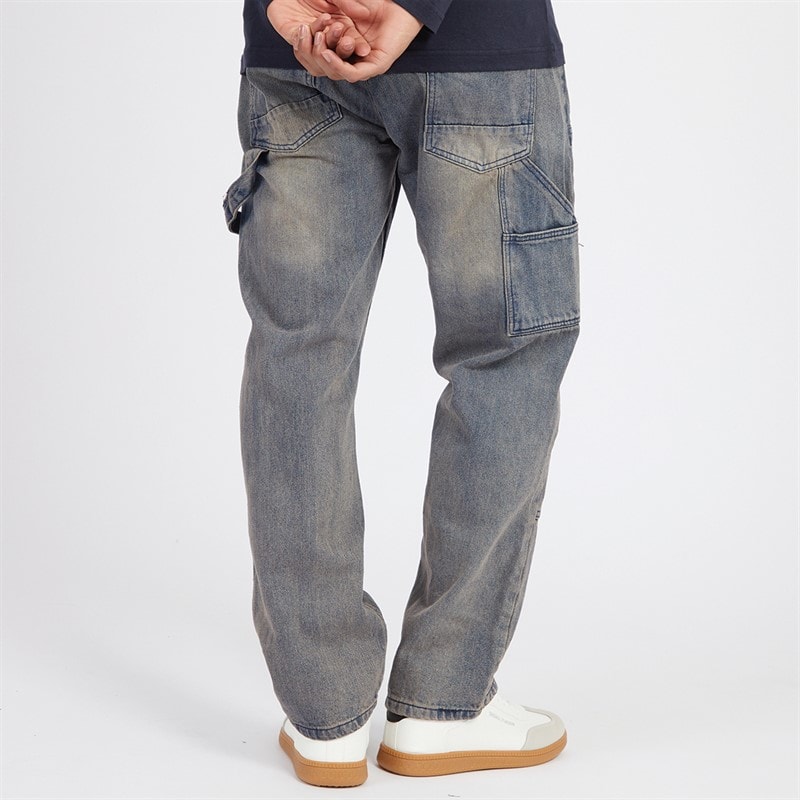 Brave Soul Mens Joiner Carpenter Loose Fit Jeans Mb Blue Wash - Image 2