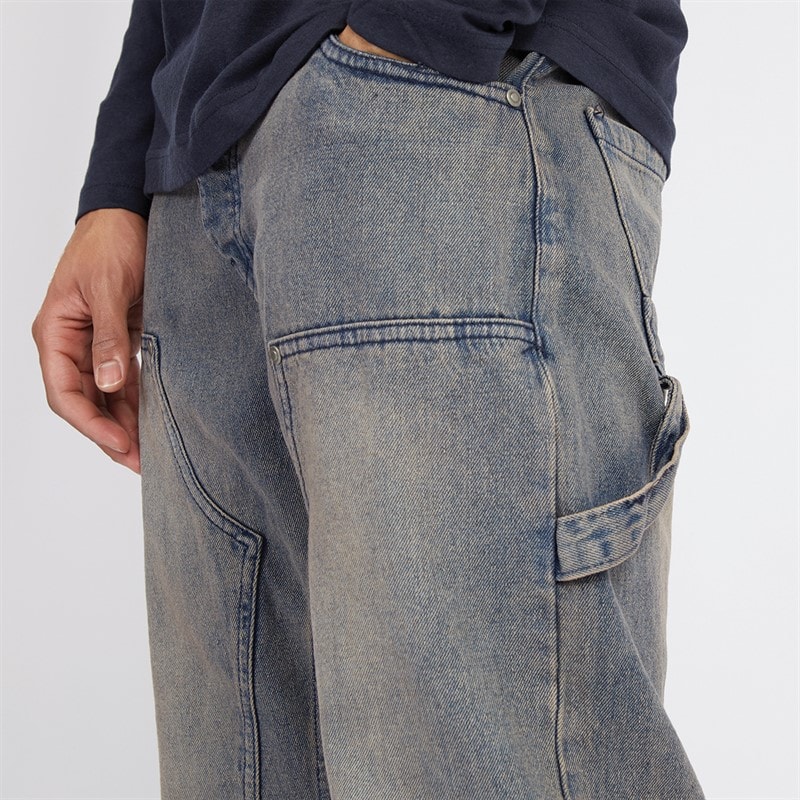 Brave Soul Mens Joiner Carpenter Loose Fit Jeans Mb Blue Wash - Image 3